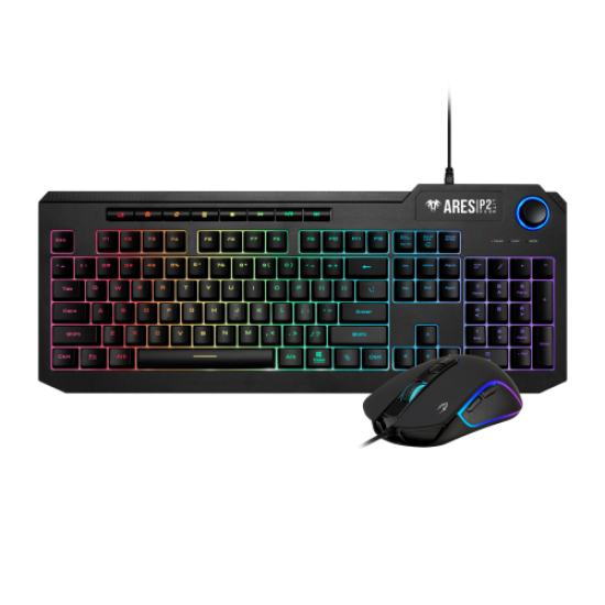 GAMDIAS ARES-P2 Lite, USB Kablolu, İngilizce, Multimedya, RGB, Gaming, Klavye Mouse Set