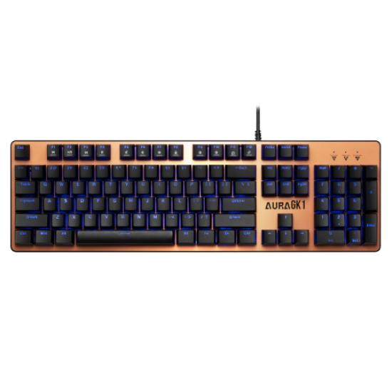 GAMDIAS AURA GK1, USB Kablolu, İngilizce,  Çok Renkli Arka Aydınlatma, Red Mekanik Switch, Bronze Edition, Gaming Klavye