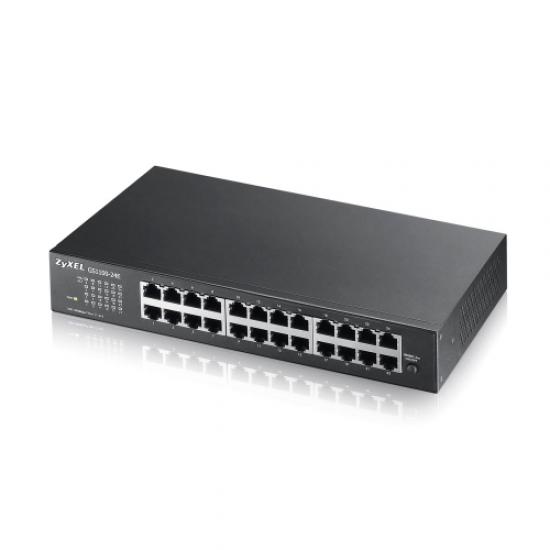 ZyXEL GS1100-24E V3, 24 Port, GigaBit, Yönetilemez, Sessiz, Rackmount Switch