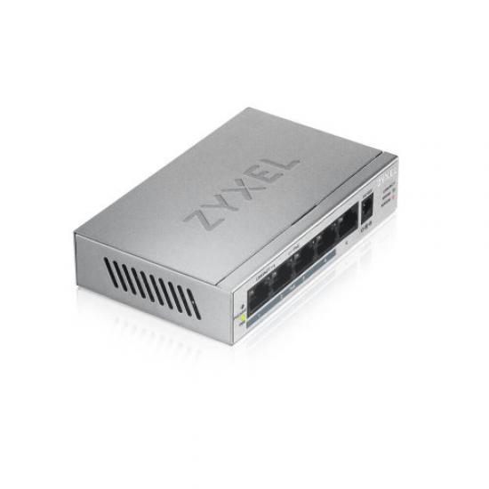 ZyXEL GS1005HP, 5 Port Poe, GigaBit, 60W Yönetilemez, Masaüstü Switch