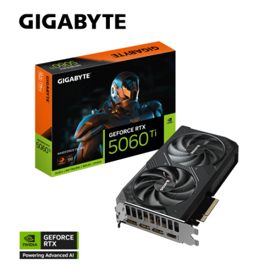 GIGABYTE GV-N506TWF2OC-16GD, RTX5060TI, WINDFORCE OC, 16Gb, GDDR7, 128BIT, 2 Fanlı, 1xHDMI, 3xDP, GAMING Ekran KARTI