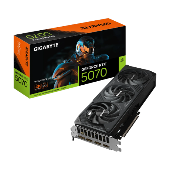GIGABYTE GV-N5070WF3OC-12GD, RTX5070, WINDFORCE OC, 12Gb, GDDR7, 192BIT, 3 Fanlı, 1xHDMI, 3xDP, GAMING Ekran KARTI
