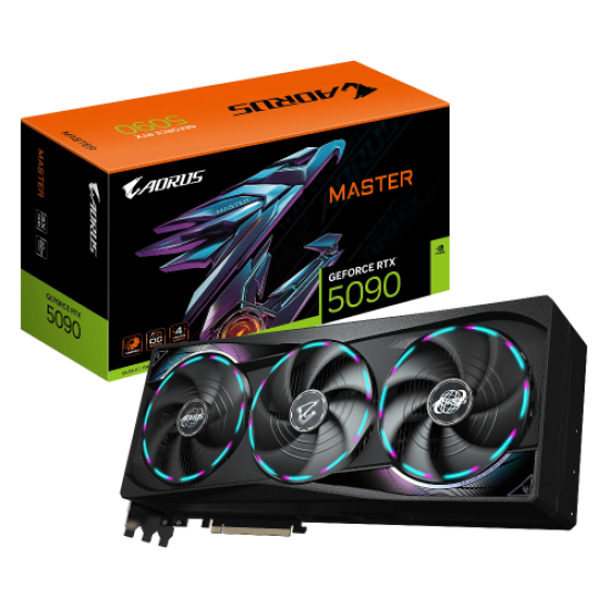 GIGABYTE GV-N5090AORUS M-32GD, RTX5090, AORUS MASTER, 32Gb, GDDR7, 512BIT, 3 Fanlı, 1xHDMI, 3xDP, GAMING Ekran KARTI