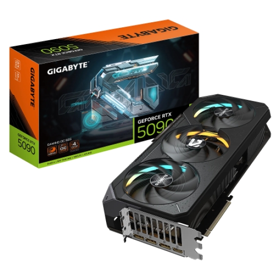 GIGABYTE GV-N5090GAMING OC-32GD, RTX5090, GAMING OC, 32Gb, GDDR7, 512BIT, 3 Fanlı, 1xHDMI, 3xDP, GAMING Ekran KARTI