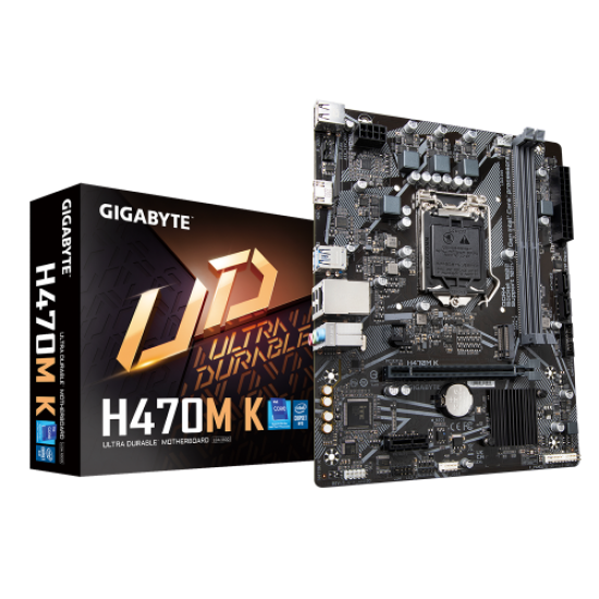 GIGABYTE H470M K rev.1.0, 2xDDR4, M.2, HDMI, 10-11.Nesil, LGA1200 Soket, Anakart