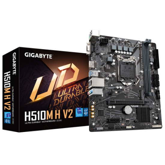 GIGABYTE H510M H V2 rev.1.0, 2xDDR4, M.2, D-SUB, HDMI, 10-11.Nesil, LGA1200 Soket, Anakart