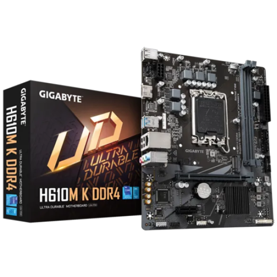 GIGABYTE H610M K DDR4, 2xDDR4, M.2, HDMI, 12-13.14.Nesil, LGA1700 Soket, Anakart