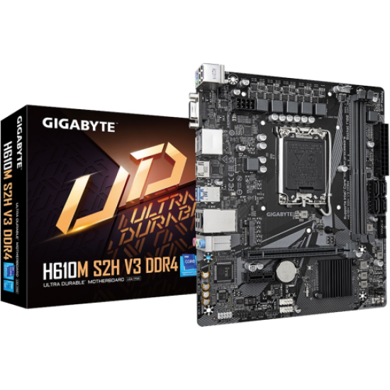 GIGABYTE H610M S2H V3, DDR4, rev1.0, 2xDDR4, M.2, D-SUB, HDMI, DP, 12-13.14.Nesil, LGA1700 Soket, Anakart