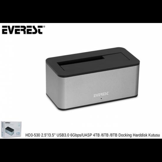 EVEREST HD3-530, 2.5’’ ve 3.5’’ Disk Uyumlu, USB 3.0, Tek Disk Yuvalı, Dock Station
