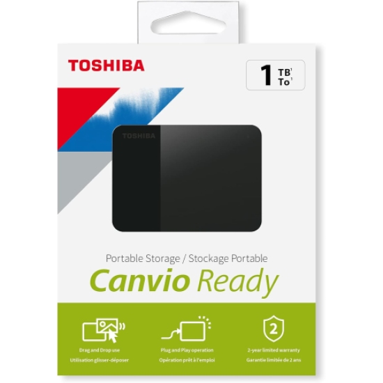 TOSHIBA HDTP310EK3AA, Canvio Ready, 1TB, 2.5’’ USB 3.0, Taşınabilir, Harici HDD, (Black)