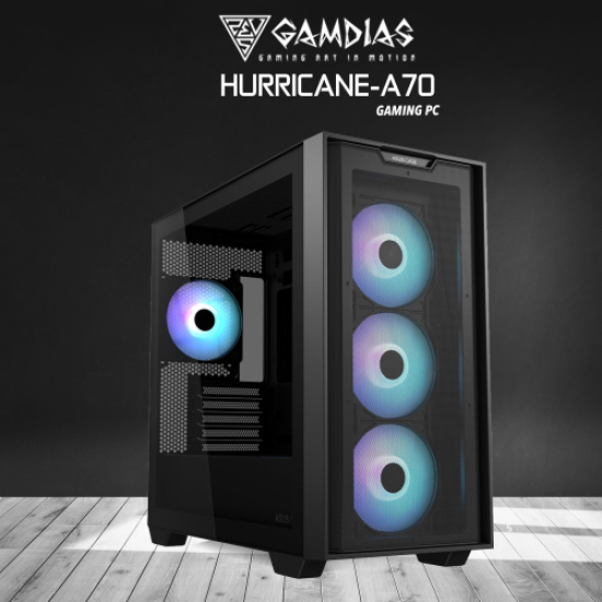 GAMDIAS HURRICANE-A70, i7-14700K, 32Gb DDR5 Ram, 1Tb NVMe SSD, 8Gb GDDR6 RTX4060 Ekran Kartı, 750W Kasa, Free Dos GAMING PC TAVSİYESİ