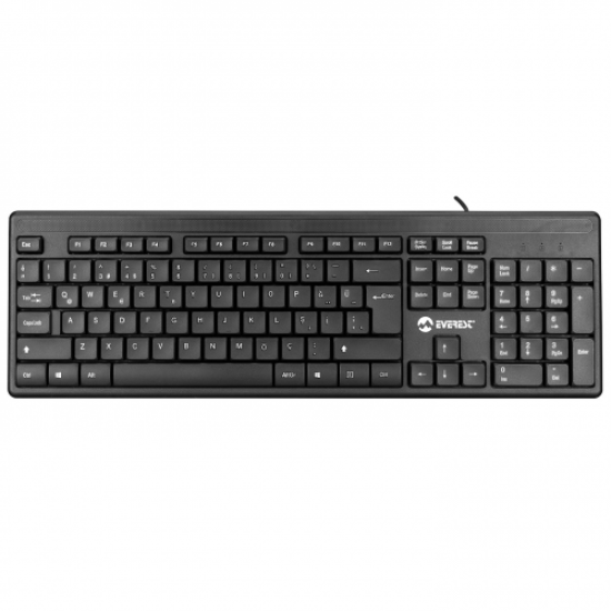 EVEREST KB-1002, USB Kablolu, Türkçe Q, Standart Klavye (Siyah)