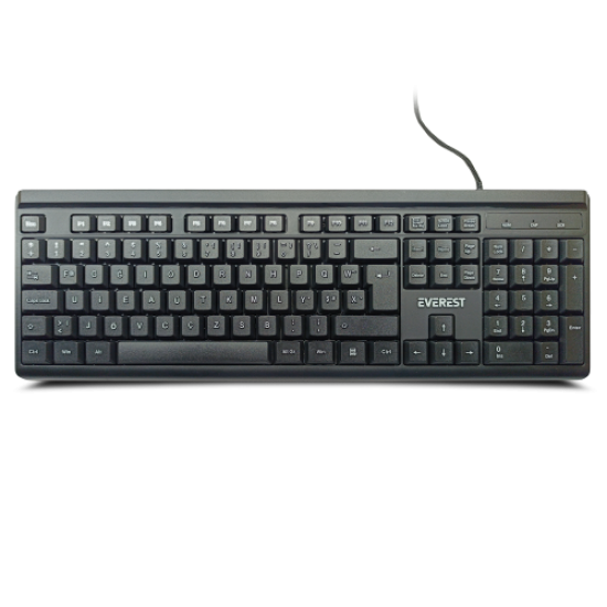 EVEREST KB-741F, USB Kablolu, Türkçe F,  2 metre Bakır Kablolu, Standart Klavye (Siyah)