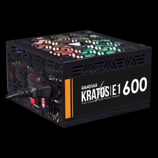 GAMDIAS KRATOS E1-600, 600W, RGB, GAMING, ATX, Power Supply (PSU)