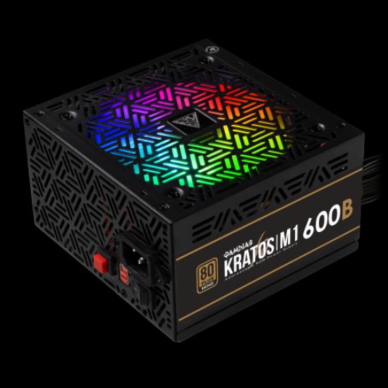 GAMDIAS KRATOS M1-600B, 600W, 80+ Bronze, Aktif PFC, RGB, GAMING, ATX, Power Supply (PSU)