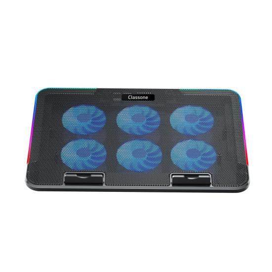 Classone Gaming M60 Laptop Soğutucu , Notebook Stand,10 RGB ışık kontrolü, 15.6 -17 inch , Hız kontrolü , 6 Büyük fan ,Telefon standı, 2 USB