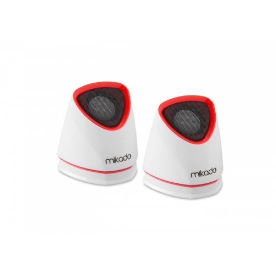Mikado MD-158, 6W, 1+1 Masaüstü, USB Speaker,  (Beyaz-Kırmızı)