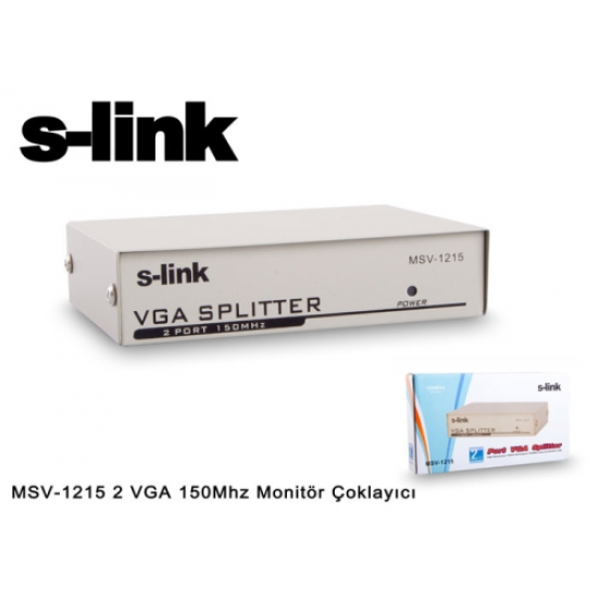 S-Link MSV-1215, 2xVGA, D-Sub Monitör Çoklayıcı, 150Mhz (1PC-2Monitör)