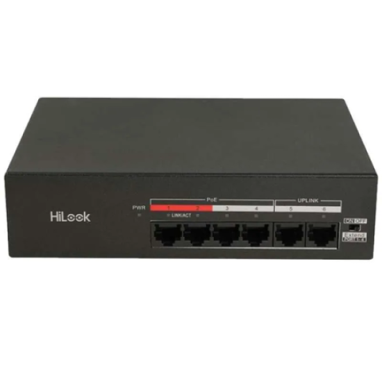 HILOOK NS-0106MP-35(B), 4 Port, Megabit, PoE 35W, 2 Port Megabit Uplink, Yönetilemez, Masaüstü Switch