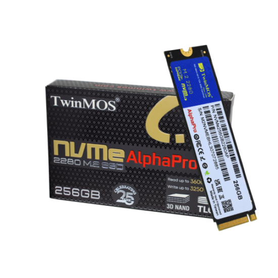 TwinMOS NVMe256GB2280AP, AlphaPro, 256GB, M.2  PCIe NVMe, Gen3, SSD, 3600-3250Mb/s, TLC 3DNAND