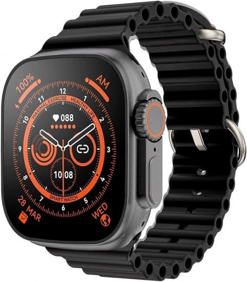 (Siyah-Turuncu-Silver) Çift Kordon Smart Watch 8 Ultra 49mm Türkçe Akıllı Saat
