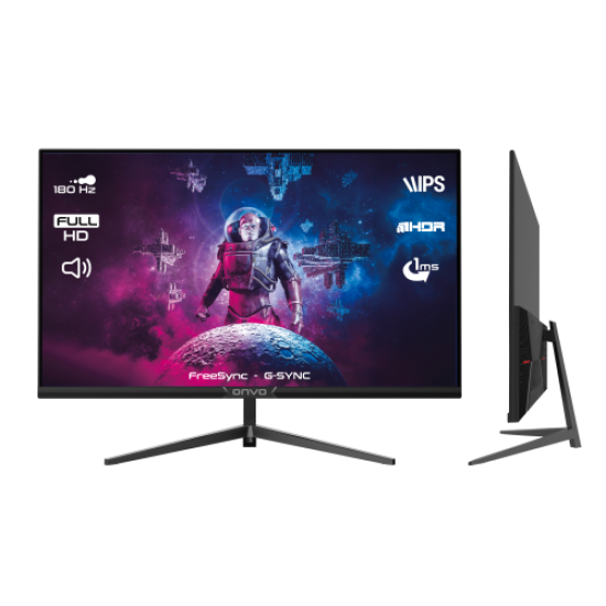 ONVO OV27MNT202G, 27’’ 1ms, 180Hz, Full HD, HDMI, DP, 2x2W Hoparlör, Metal Ayak, IPS Panel, NVDI G-Sync ve AMD FreeSync, GAMING Monitör
