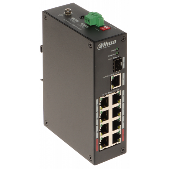 DAHUA PFS3110-8ET-96-V2 8FE PoE Port (8xPoE 96W)  1GE Uplink, 1GE SFP Yönetilemez Switch