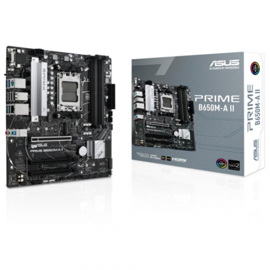 ASUS PRIME B650M-A II, 4xDDR5, 2x M.2, D-SUB, HDMI, DP, AMD Ryzen 7000 Serisi, AM5 Soket Anakart