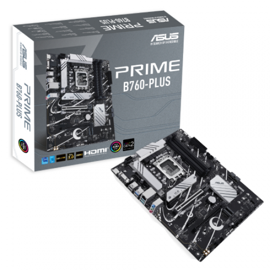 ASUS PRIME B760-PLUS, 4xDDR5, 3x M.2, D-SUB, HDMI, DP, Type-C, 12-13.Nesil, LGA1700 Soket, Anakart