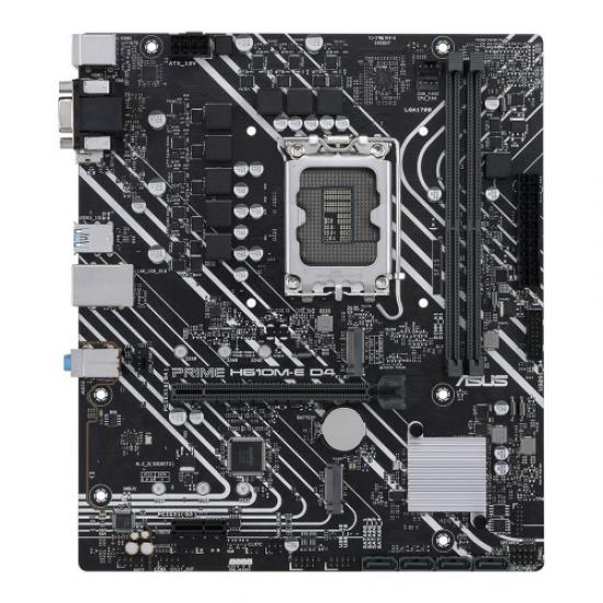 ASUS PRIME H610M-E D4, 2xDDR4, 2x M.2, D-SUB, HDMI, DP, 12-13.Nesil, LGA1700 Soket, Anakart