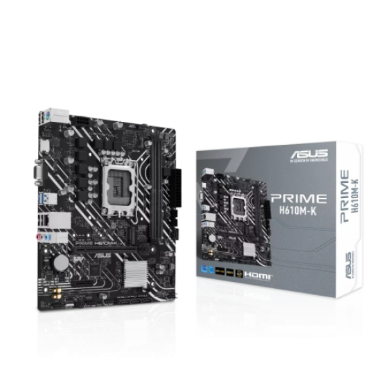ASUS PRIME H610M-K, 2xDDR5, M.2, D-SUB, HDMI, 12-13.Nesil, LGA1700 Soket, Anakart