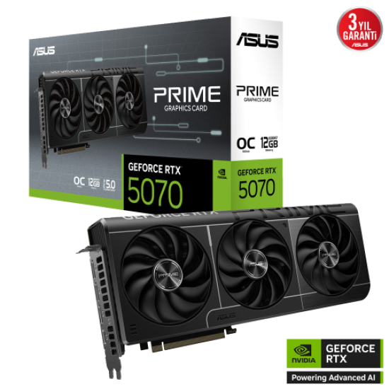 ASUS PRIME-RTX5070-O12G, 12Gb, 192Bit, GDDR7, 1xHDMI, 3xDP GAMING Ekran Kartı