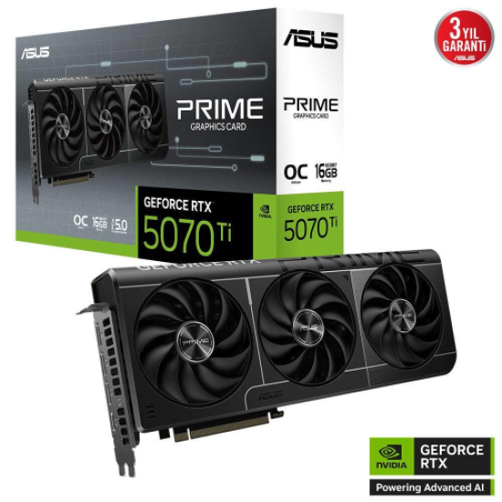 ASUS PRIME RTX5070TI-O16G, 16Gb, 256Bit, GDDR7, 1xHDMI, 3xDP GAMING Ekran Kartı