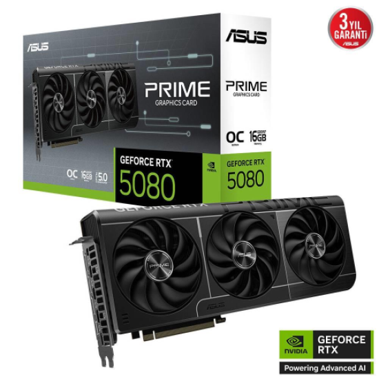 ASUS PRIME-RTX5080-O16G, 16Gb, 256Bit, GDDR7, 1xHDMI, 3xDP GAMING Ekran Kartı