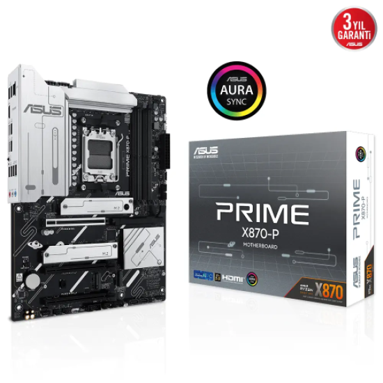 ASUS PRIME X870-P, 4xDDR5, 4xM.2, HDMI, DP, Type-C, AM5 Soket GAMING Anakart