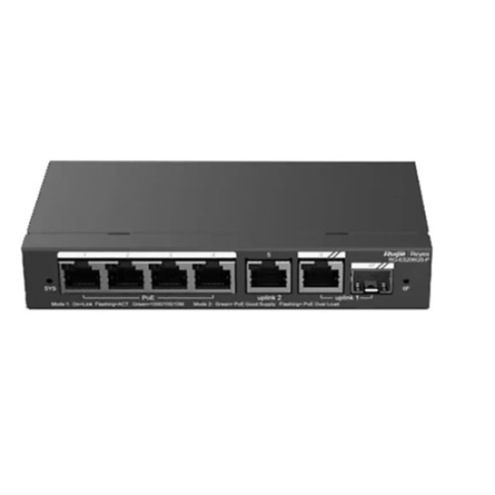RUIJIE REYEE RG-ES206GS-P 6Port GigaBit ,4X PoE 54W, 1 Port Gİgabit Uplink, 1 Gİgabit Combo, Colud Yönetilebilir Switch Metal Kasa RUIJIE REYEE RG-ES206GS-P 6Port GigaBit ,4X PoE 54W, 1 Port Gİgabit Uplink, 1 Gİgabit Combo, Colud Yönetilebilir Switch Metal Kasa