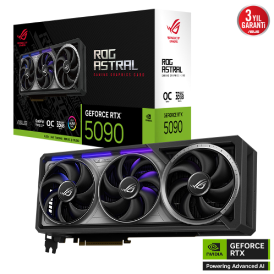 ASUS ROG-ASTRAL-RTX5090-O32G-GAMING, 32Gb, 512Bit, GDDR7, 2xHDMI, 3xDP GAMING Ekran Kartı