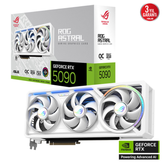 ASUS ROG-ASTRAL-RTX5090-O32G-WHITE, 32Gb, 512Bit, GDDR7, 2xHDMI, 3xDP GAMING Ekran Kartı