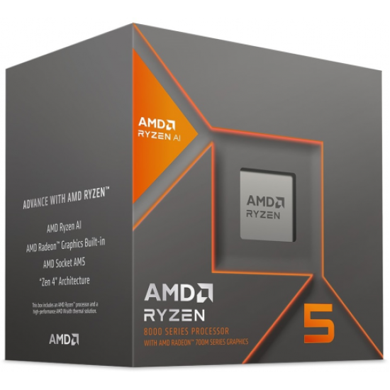 AMD RYZEN 5 8600G 6 Core, 4,30-5.00GHz, 22Mb Cache, 65W,  AM5 Soket, BOX (Kutulu) (Grafik Kart VAR, Fan VAR)