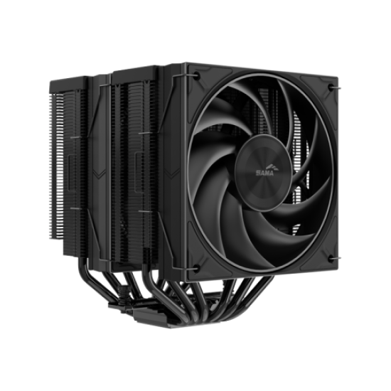 SAMA A60B, Black, 2x120mm MONO Fan, Kule Tipi Hava Soğutma, 6 adet Gelişmiş Siyah Kaplamalı Bakır Isı Borusu, CPU Fan (AMD ve INTEL Tüm işlemciler ile uyumlu)