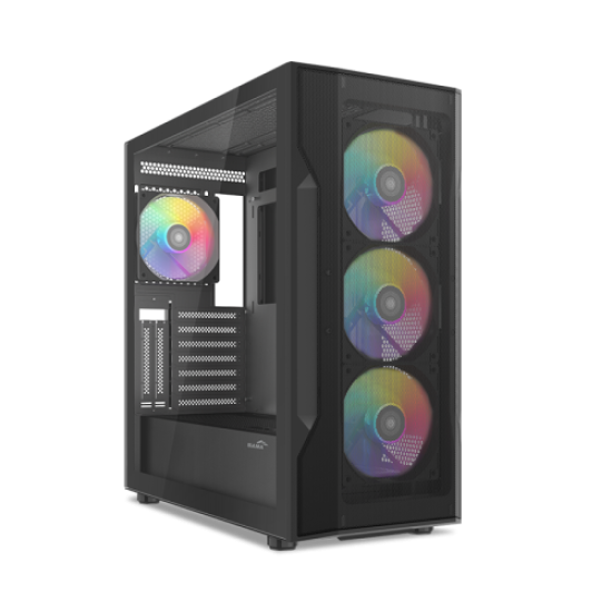 SAMA S40BK Black, H700BK 700W, 80 PLUS, Tempered Glass Panel, Mesh Ön Panel, Type-C, 4x120mm ARGB Fan, ATX, GAMING KASA