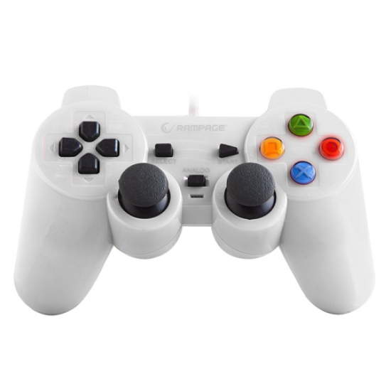 RAMPAGE SG-R602, Beyaz, PC/PS3, 1.8mt Kablolu, Çift Titreşimli, GAMEPAD