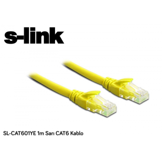 S-Link SL-CAT601YE, CAT6 Patch, 1Mt Kablo (Sarı)