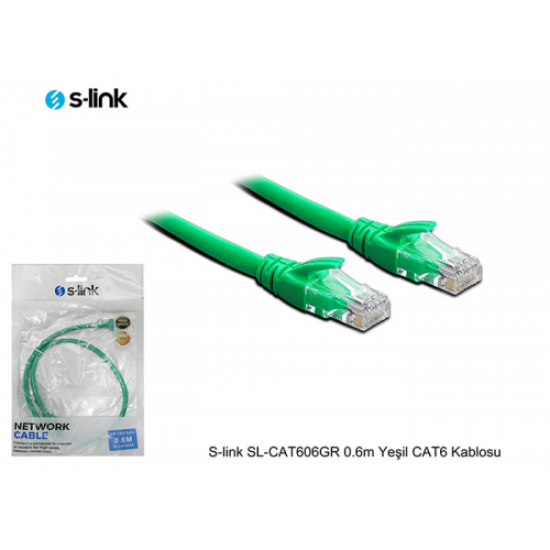 S-LINK SL-CAT606GR CAT6 Patch 60CM Kablo (Yeşil)