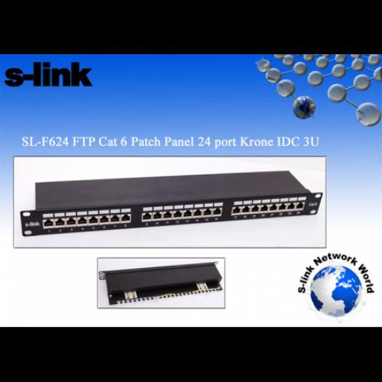 S-LINK SL-F624 Cat6 Patch Panel, 24-Port, UTP, 1U