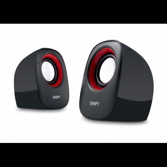 SNOPY SN-120, 6W, 1+1 Masaüstü, USB Speaker, (Siyah-Kırmızı)