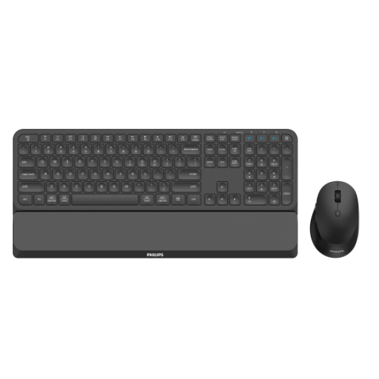 PHILIPS SPT6607B, Siyah, Türkçe Q, 2.4Ghz ve Bluetooth Kablosuz, Bilek Destekli, Multimedya Klavye Mouse Set
