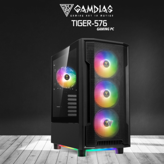 GAMDIAS TIGER-576, RYZEN 5 7600, 16Gb DDR5 Ram, 500Gb NVMe SSD, 8Gb GDDR5 RX580 Ekran Kartı, 750W Kasa, Free Dos GAMING PC TAVSİYESİ
