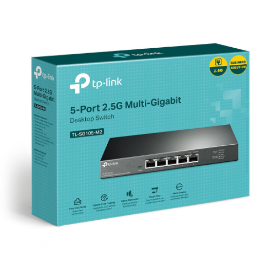TP-LINK TL-SG105-M2, 5 Port, 2,5Gbps, Multi-GigaBit, Metal Kasa, Yönetilemez, Masaüstü Switch