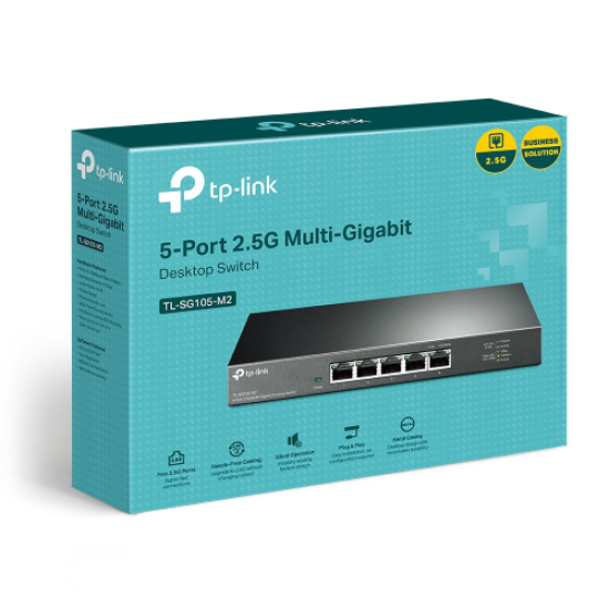 TP-LINK TL-SG105-M2, 5 Port, 2,5Gbps, Multi-GigaBit, Yönetilemez, Metal Kasa, Masaüstü Switch